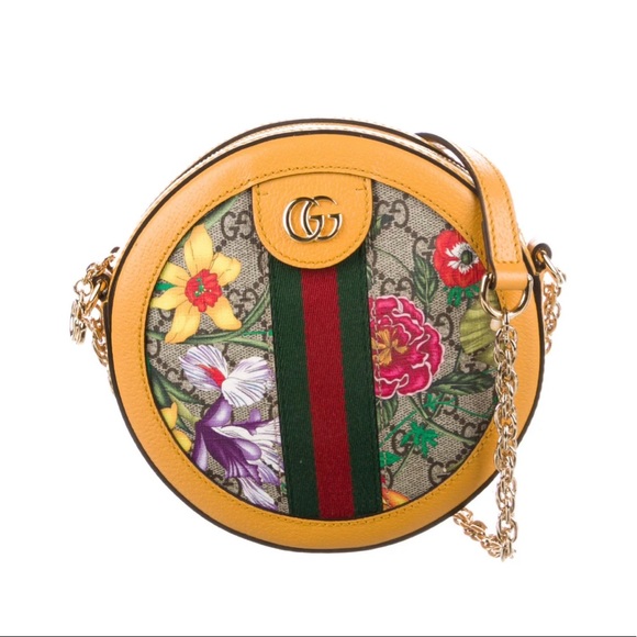 Mini GG Supreme Flora Ophidia Round Crossbody Bag EUC